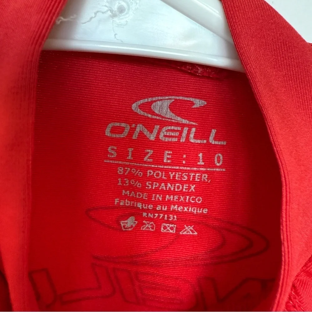 O'Neill Youth Rash Guard Shirt Red UPF 50+ Short Sleeve Size 10 Swimming Surf